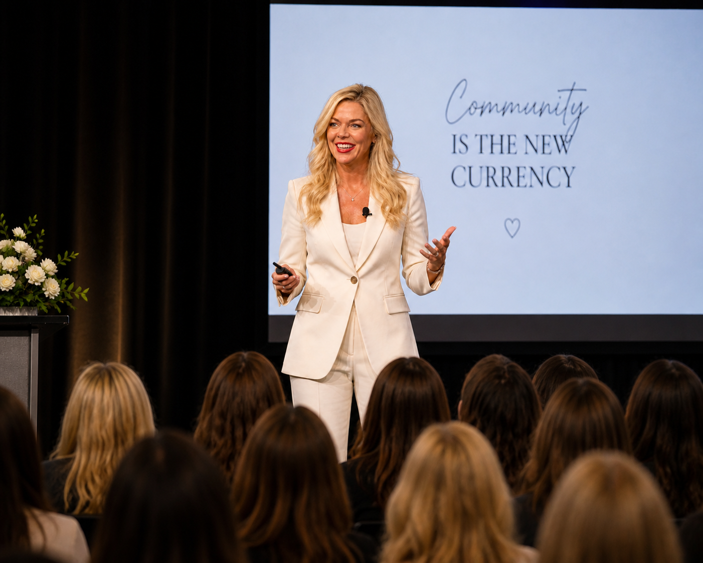 Julie Marvel speaking to an audience
